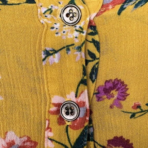 Altar’d State Boho Crop Full Top Prairie M Balloon Sleeve Button Back Floral - Picture 15 of 16